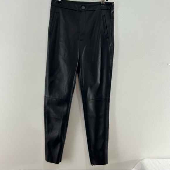 Zara Pants - Zara Women’s‎ Black Faux Leather High Waist  Raw Hem Pants Size Small EUC